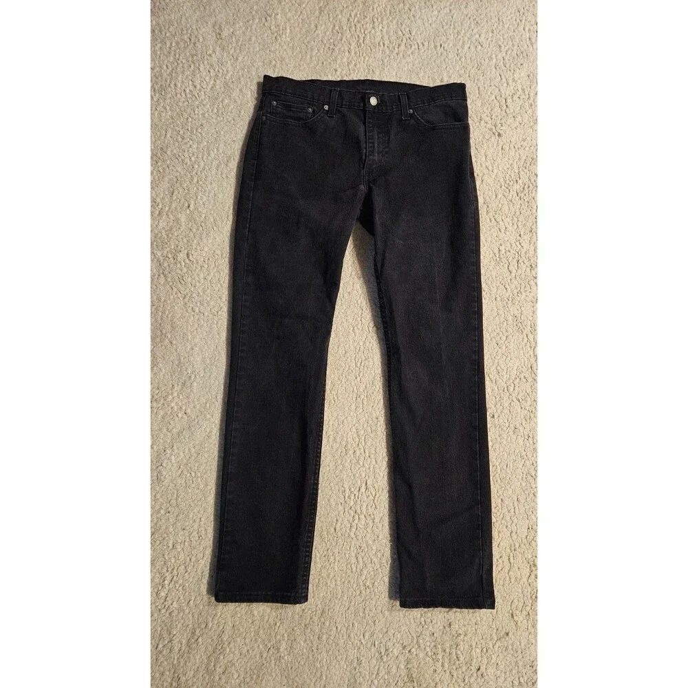 Levi's 33W 32L 511 Black Denim Slim Fit Straight Men's Jeans